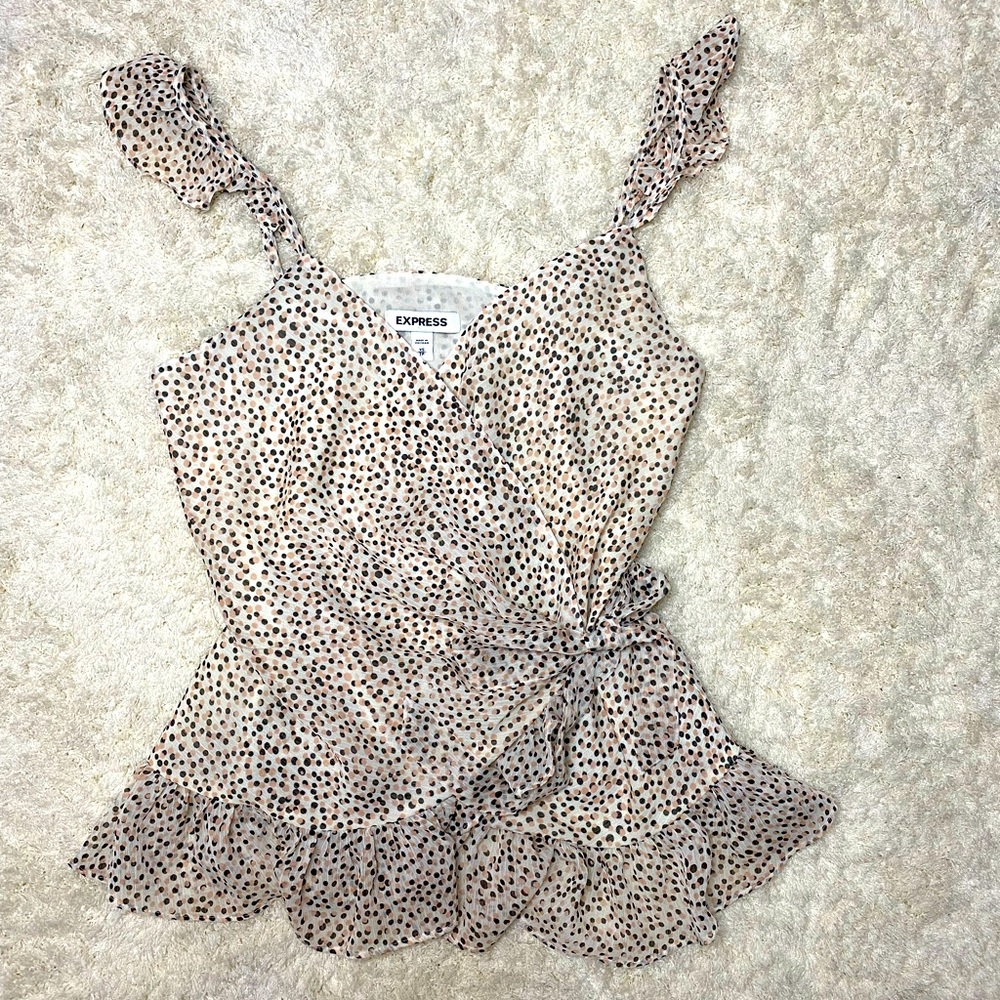 Printed Ruffle Wrap Tie Cami